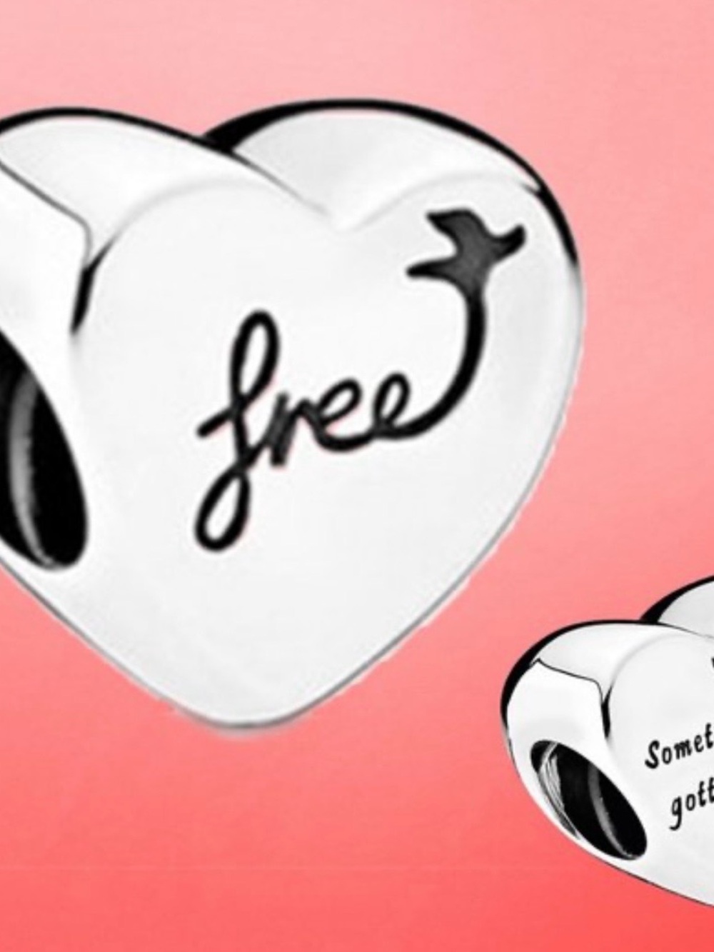 Pandora Silver Heart 'Free' Charm with Bird Accent